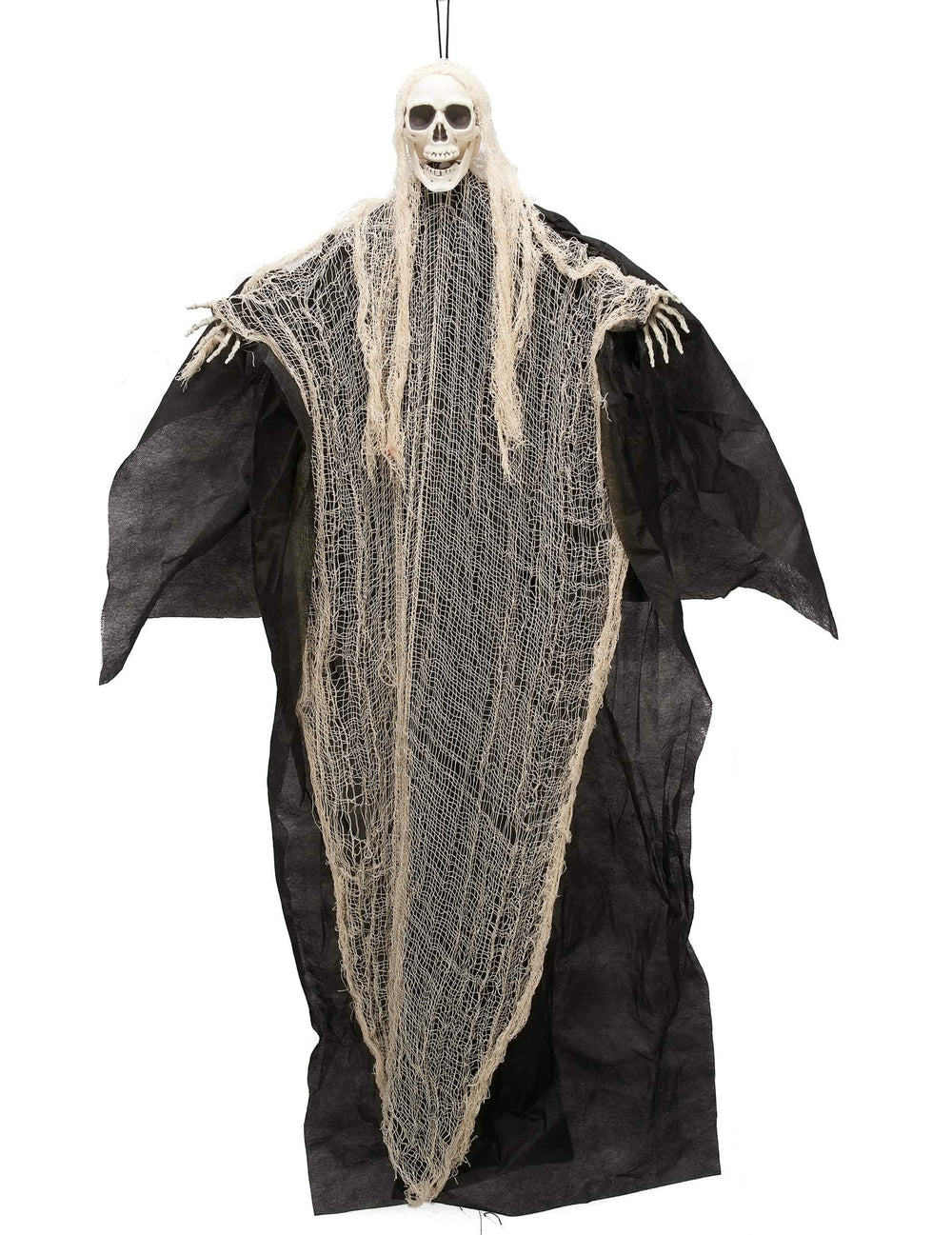 Décoration de faucheuse pour Halloween noire et blanche à suspendre