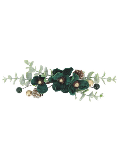 Blumengesteck "Elegance" Dunkelgrün & Gold - 23 cm
