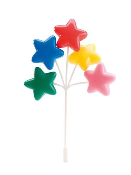 Décoration gâteau étoiles pour fête colorées en plastique