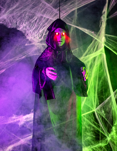 Mönch-Figur Halloween-Deko mit Leuchtfunktion schwarz-weiss 120 cm