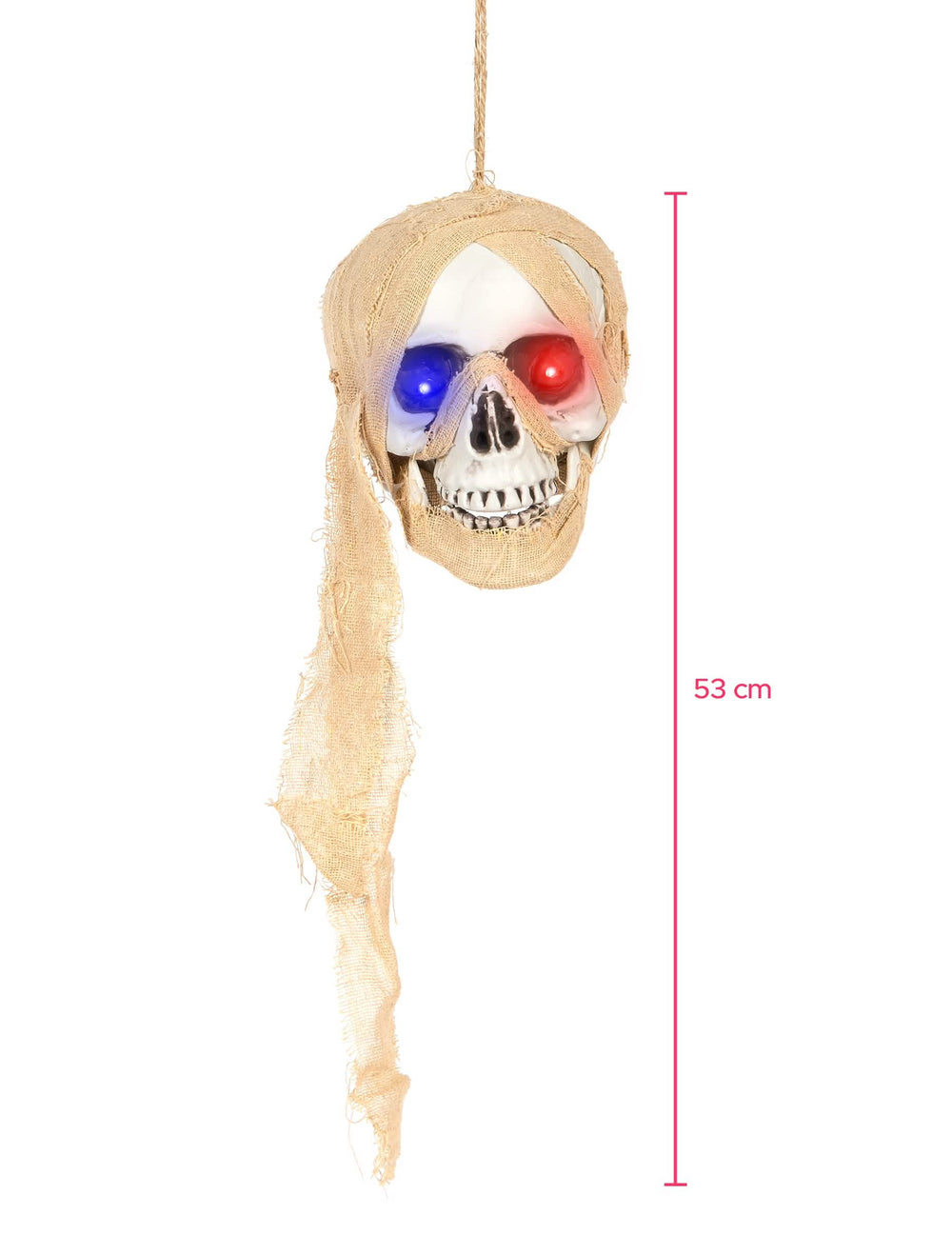 Dimensions de la décoration lumineuse tête de mort pirate à suspendre