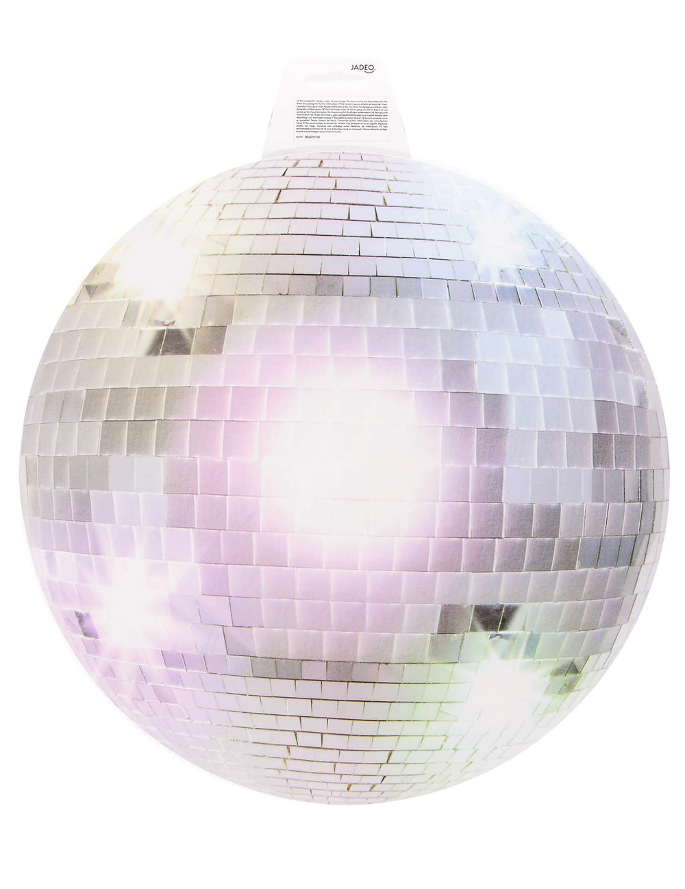 Frontansicht der silbernen Disco (70er)-Wanddekoration mit Kugel
