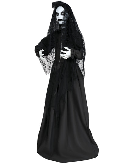Vue de trois quarts de la décoration poupée animée de mariée pour Halloween