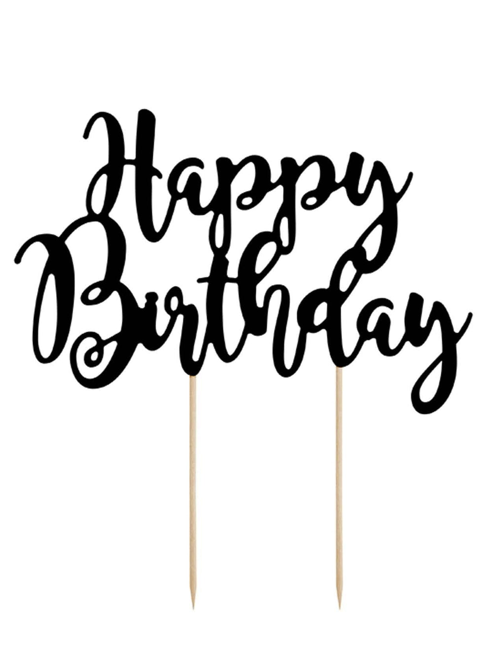 Torten-Dekoration Happy Birthday für Geburtstag Schwarz aus Karton