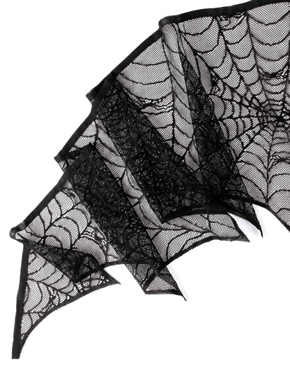 Schwarzer Spinnennetz-Läufer aus Spitze 43 cm x 2,50 m