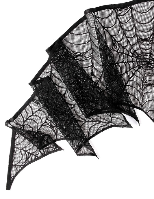 Schwarzer Spinnennetz-Läufer aus Spitze 43 cm x 2,50 m