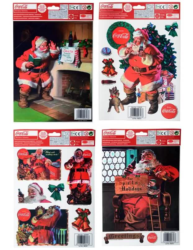 Décoration pour fenêtres Coca-Cola Père Noël pour la maison rouge et blanc style vintage