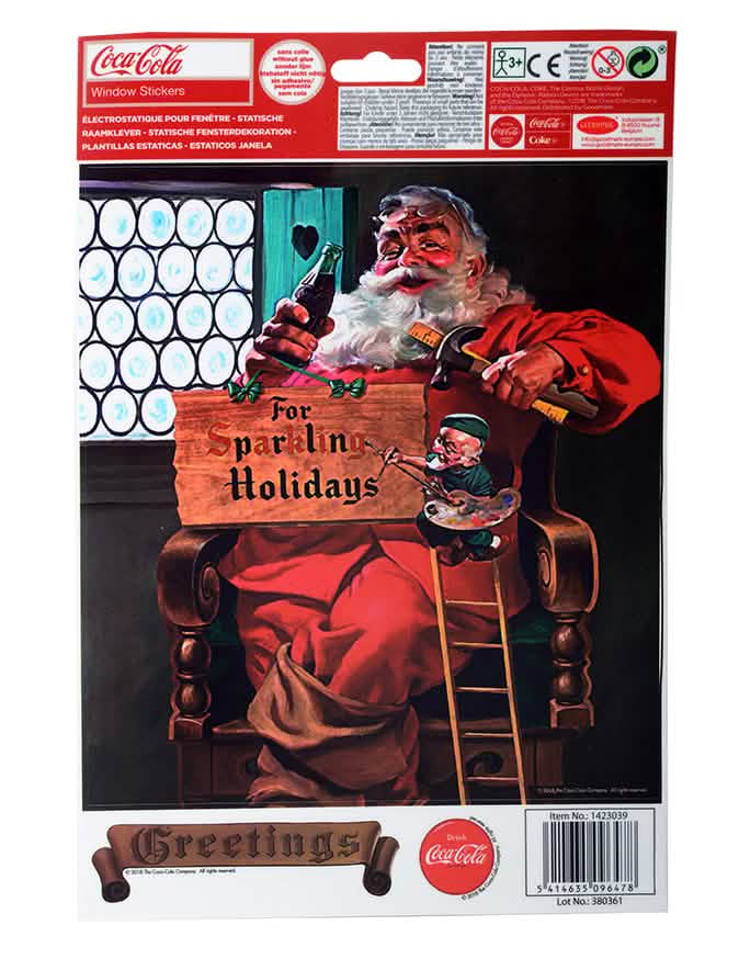 Vue de l'emballage de la Décoration pour fenêtres Coca-Cola Père Noël