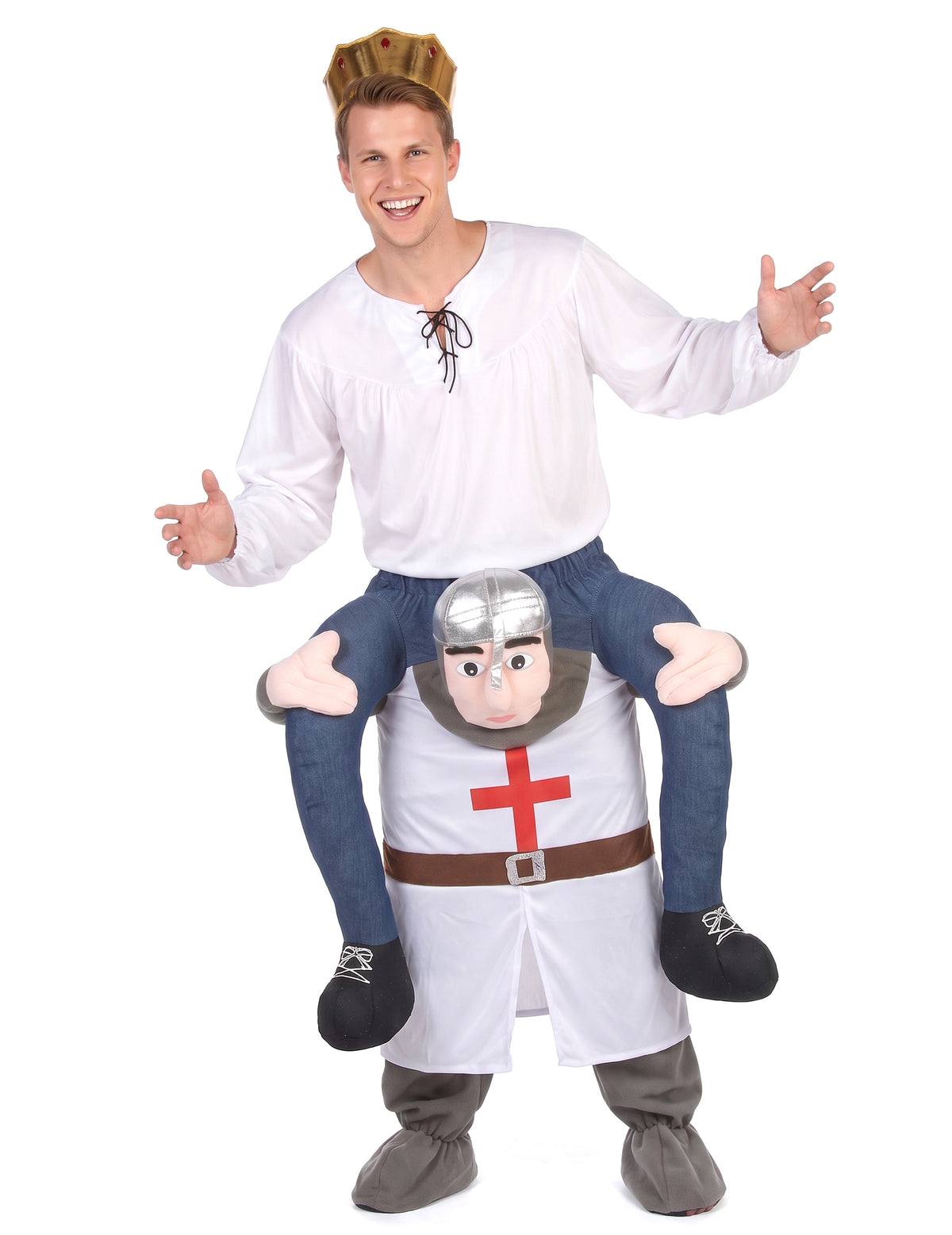 Huckepack-Ritter-Kostüm für Herren grau-blau