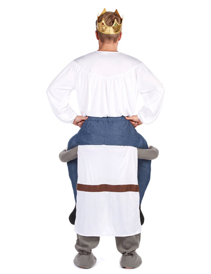 Huckepack-Ritter-Kostüm für Herren grau-blau