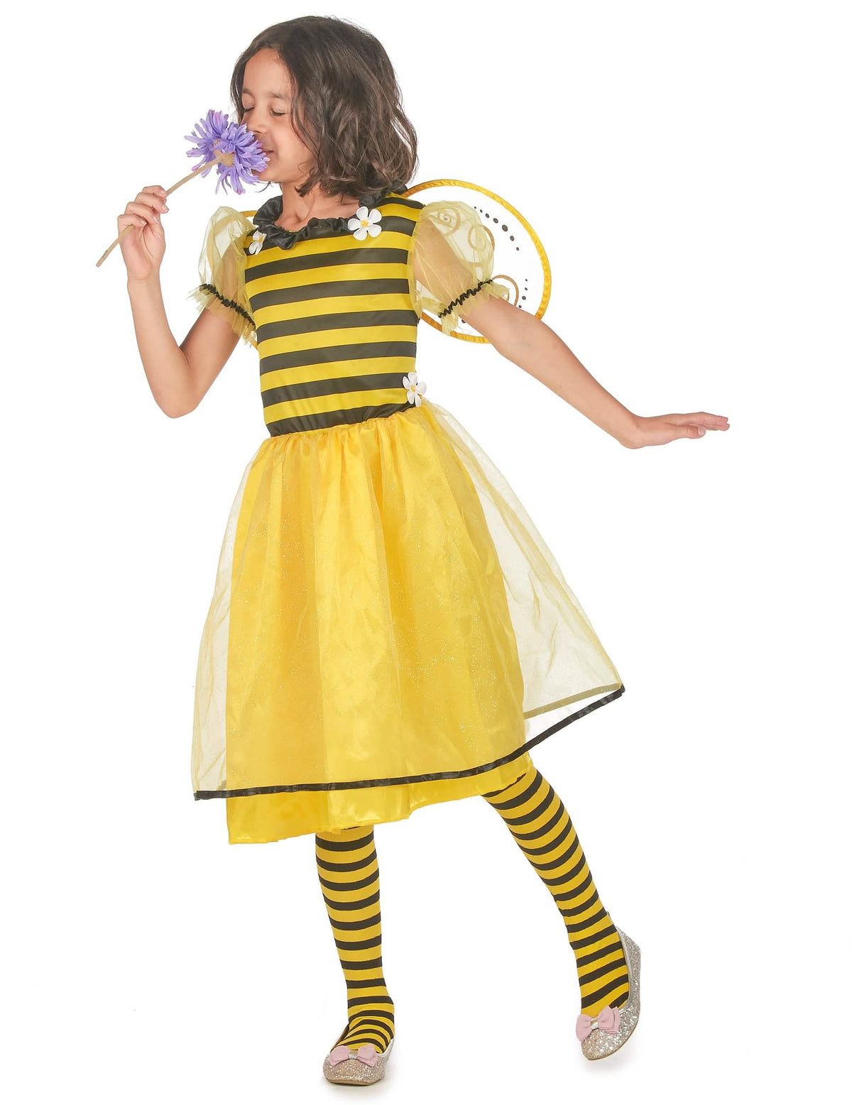 Seitenansicht des Bienen-Tutu-Kostüms mit Flügeln
