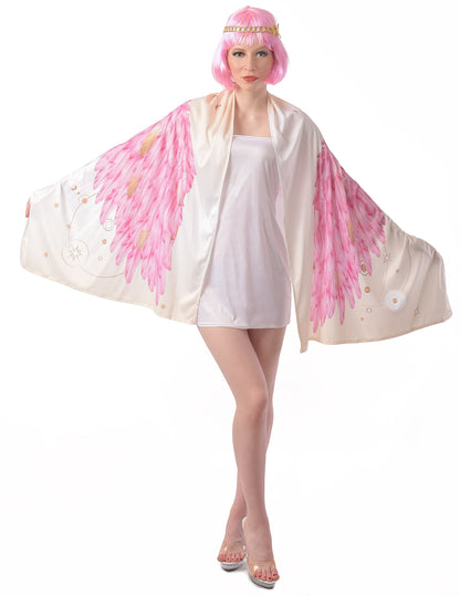 Déguisement poncho ailes d'ange pour femme rose