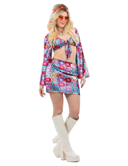 Déguisement années 60 effet crochet femme