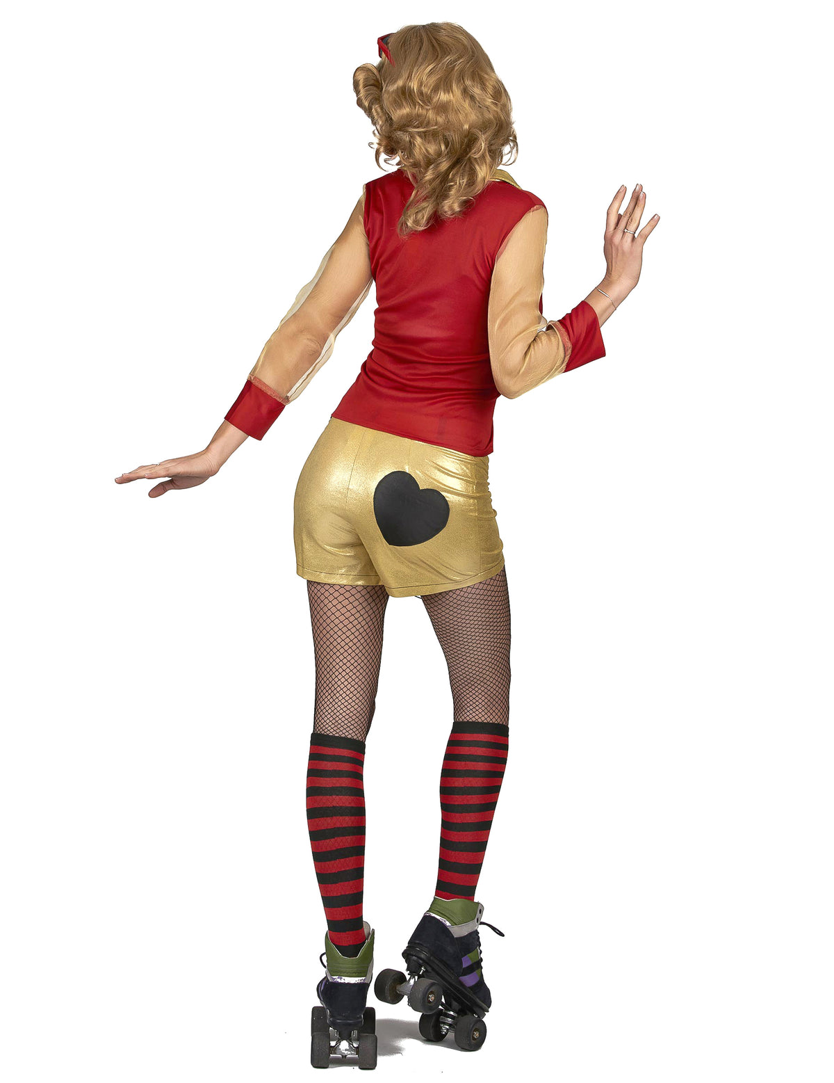 80er Jahre Kostüm rot-gold für Damen