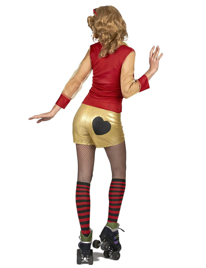 80er Jahre Kostüm rot-gold für Damen