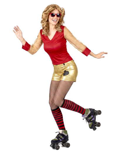 80er Jahre Kostüm rot-gold für Damen