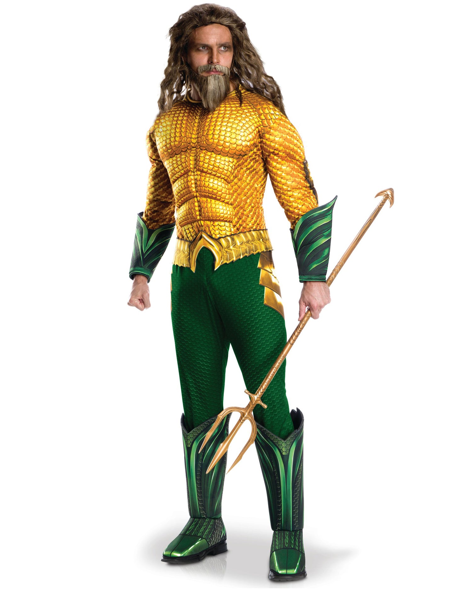 Déguisement Aquaman™ pour adulte or et vert avec trident