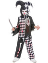 Déguisement d'arlequin ensanglanté pour garçon noir et blanc avec motifs squelette