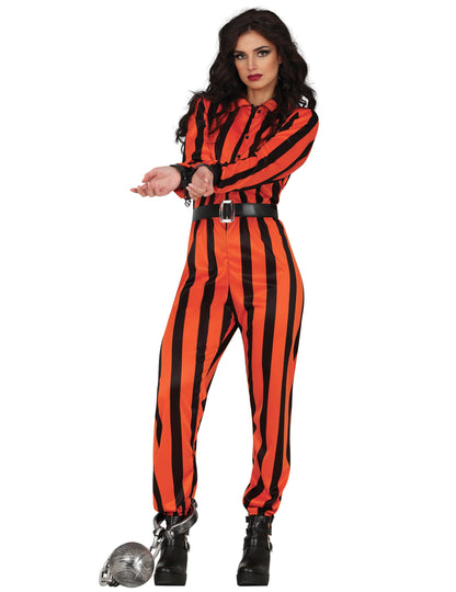 Détail des menottes et du boulet du déguisement arlequin prisonnier pour femme