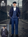 Déguisement Arthur Shelby - Peaky Blinders™ pour homme bleu marine avec manteau long et casquette