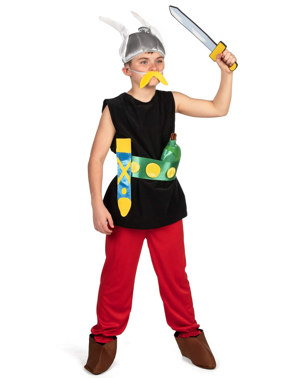 Verkleidung Asterix für Kinder mit Flügelhelm und Gelbem Schnurrbart