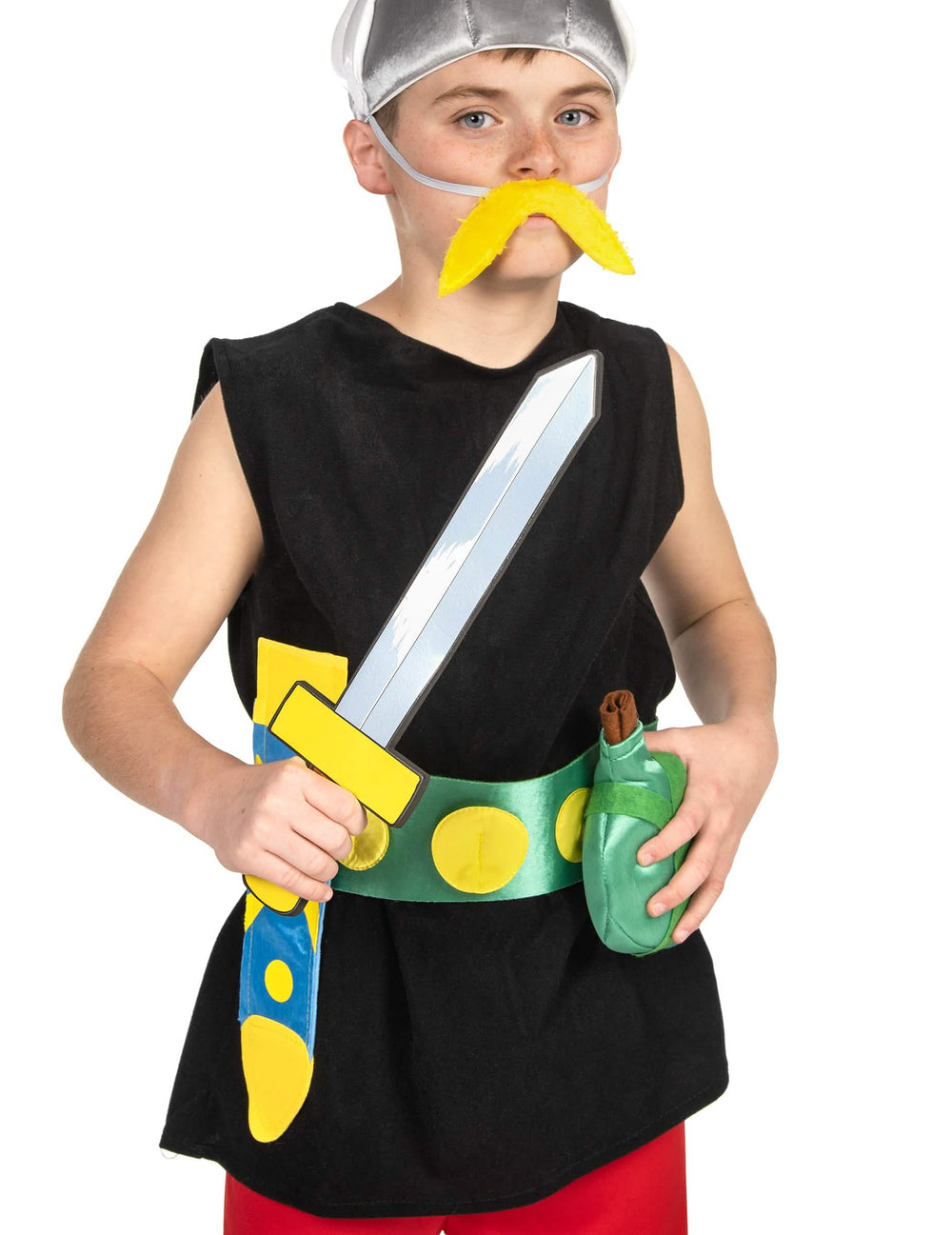 Kostüm Astérix für Kinder mit Helm und Gelbem Schnurrbart