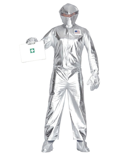 Déguisement d'astronaute pour adulte argenté brillant