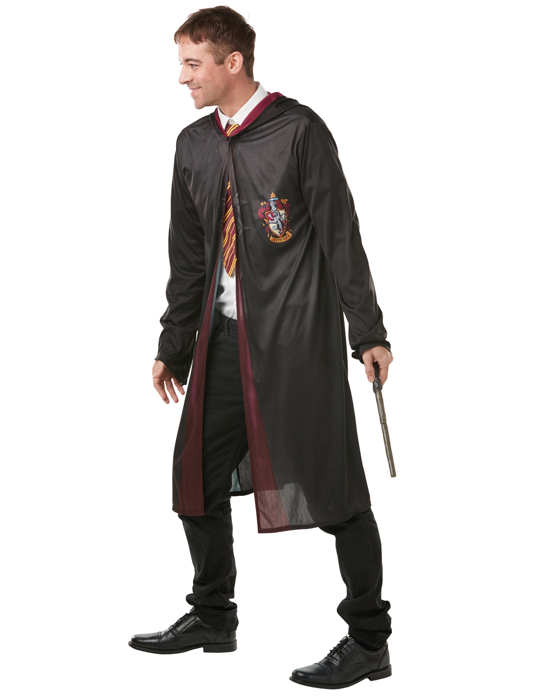 Vue de profil du déguisement avec accessoires Harry Potter