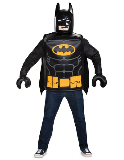 Batman LEGO-Erwachsenenkostüm in Schwarz und Gelb mit Maske und Handschuhen