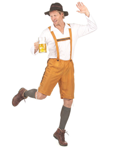 Bayrisches Kostüm Lederhose für Herren hellbraun
