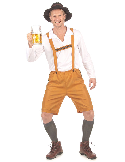 Bayrisches Kostüm Lederhose für Herren hellbraun