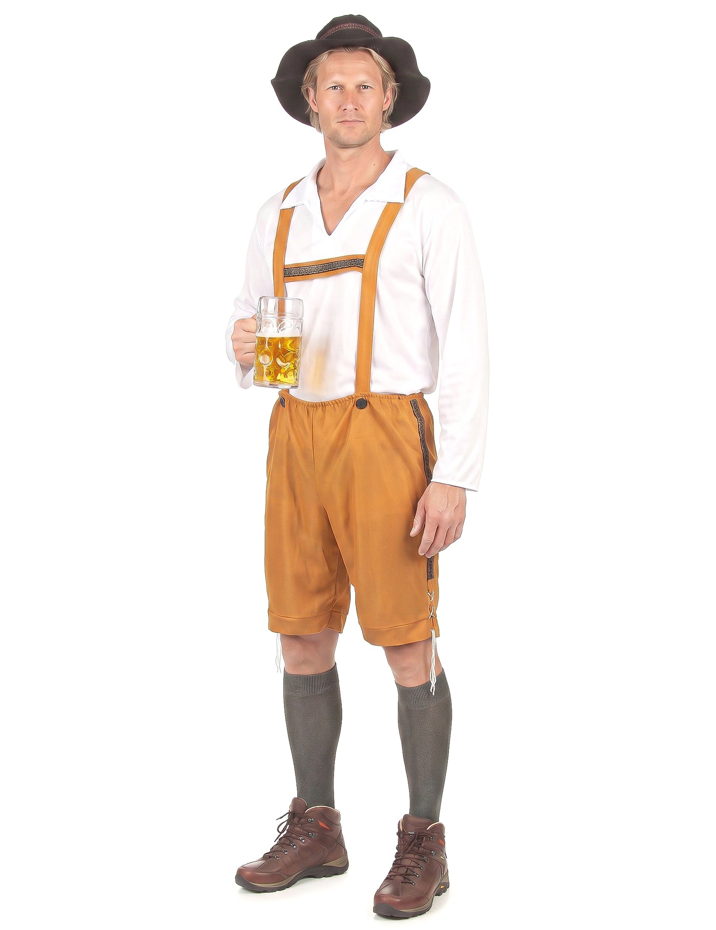 Bayrisches Kostüm Lederhose für Herren hellbraun