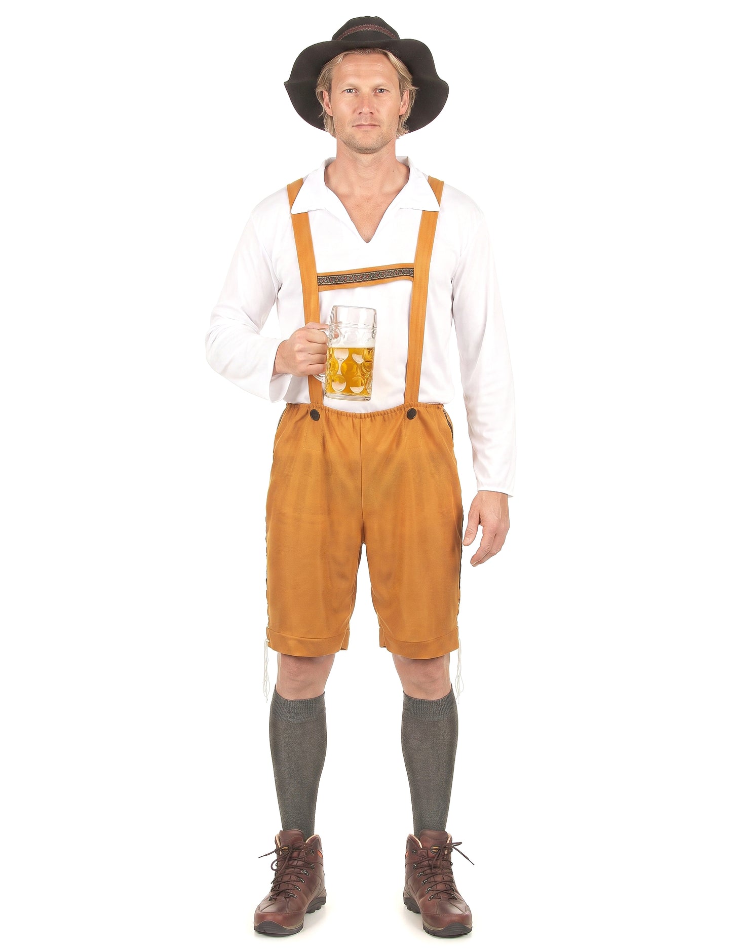Bayrisches Kostüm Lederhose für Herren hellbraun