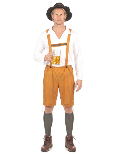 Bayrisches Kostüm Lederhose für Herren hellbraun