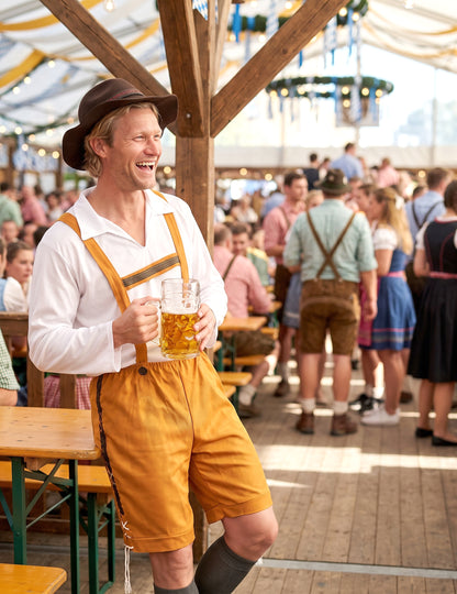 Bayrisches Kostüm Lederhose für Herren hellbraun