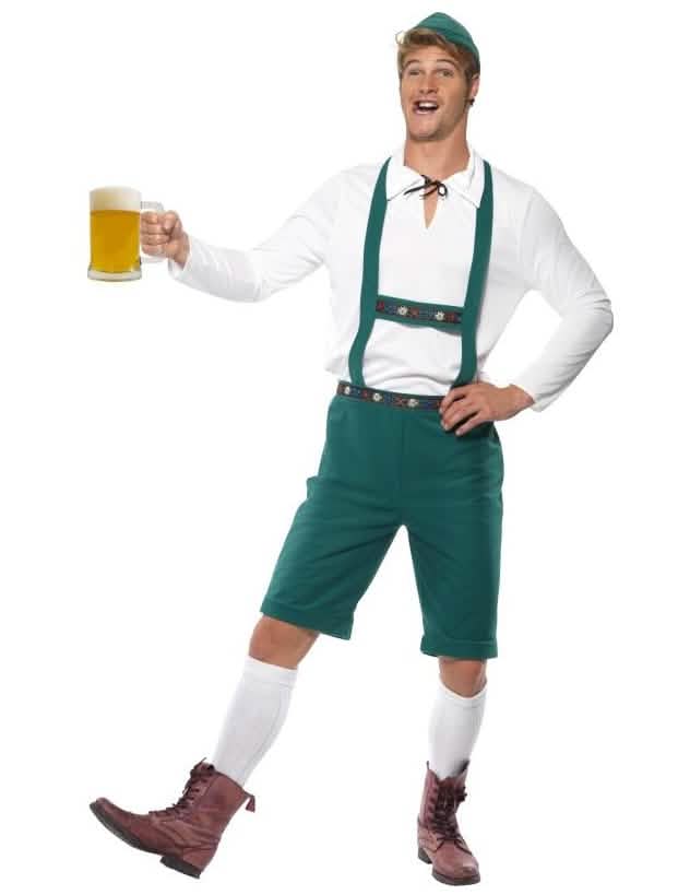 Déguisement bavarois pour homme vert avec chapeau