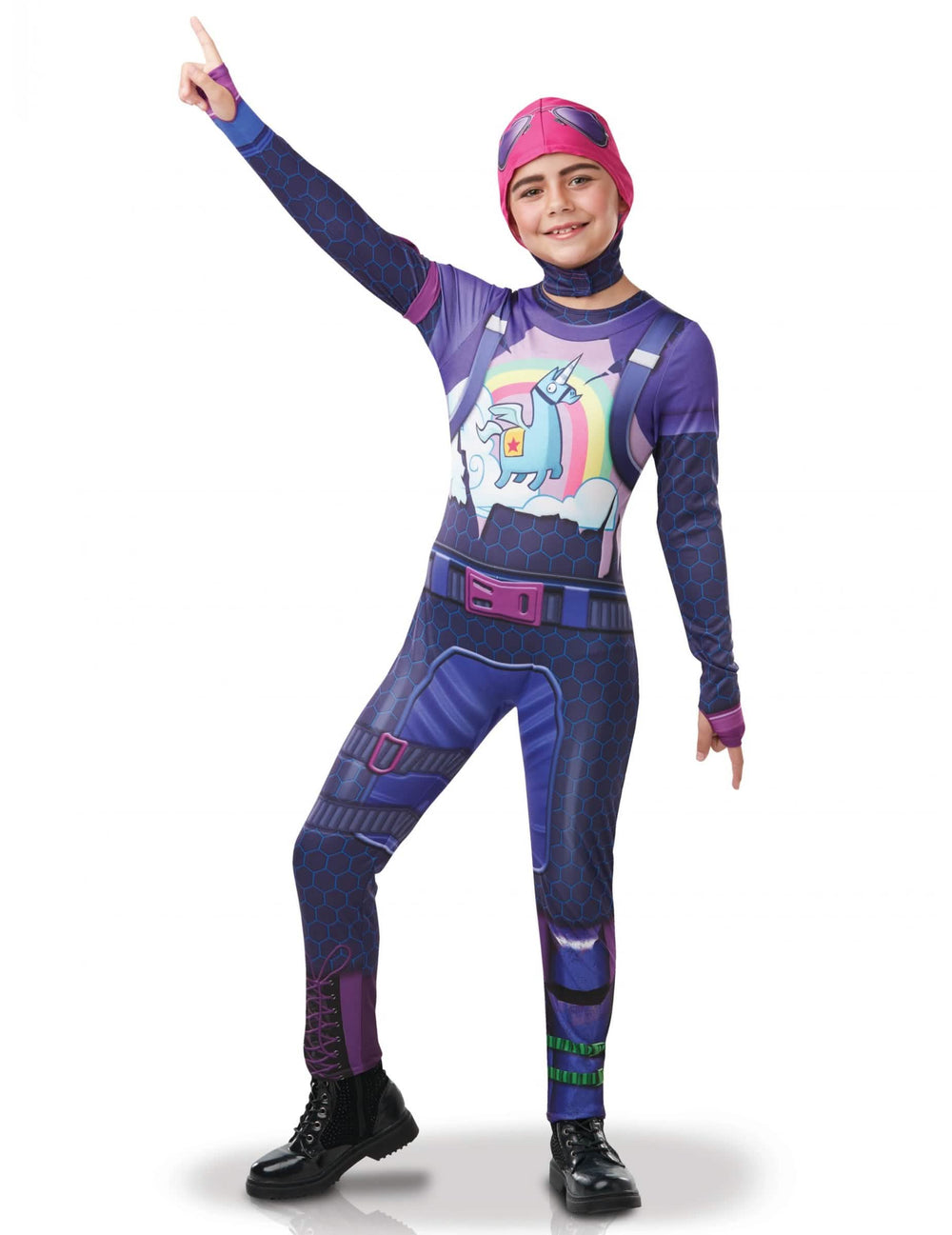 Fortnite™-Kostüm Brite Bomber für Jugendliche violett mit rosa, pinker Kapuze