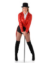 Veste de cabaret à sequins pour femme rouge