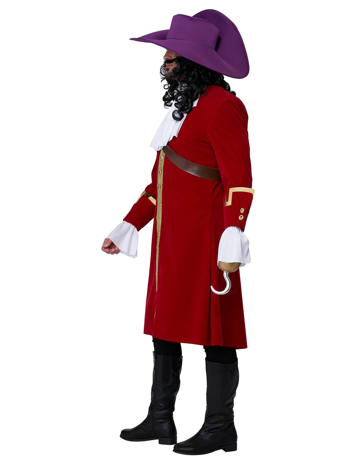 Seitenansicht des Luxus-Piratenkapitäns-Kostüms mit Haken für Herren