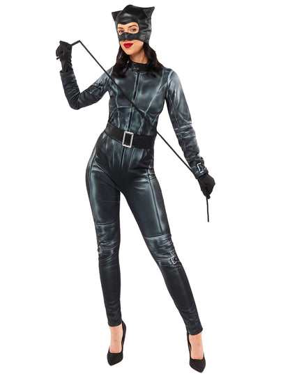 Déguisement Catwoman classique pour femme noir avec masque et ceinture