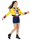 Déguisement de chanteuse Kpop pour adolescente jaune et bleu avec veste courte et short