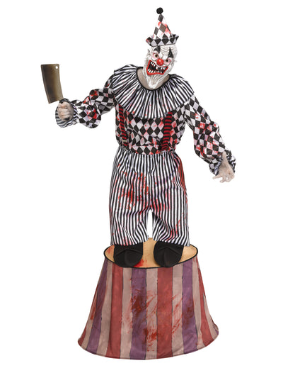 Gruseliges Clown-Zirkuszelt-Kostüm für Erwachsene, schwarz und weiß, blutig