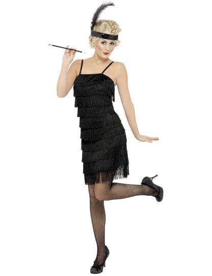 Déguisement charleston pour femme à franges noires