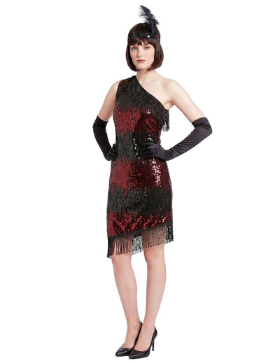 Charleston Kleid schwarz-rot für Damen