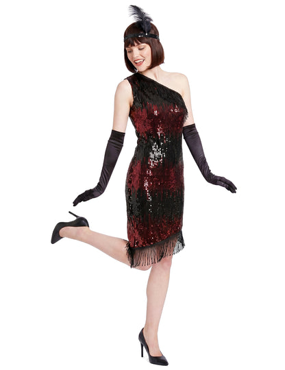 Charleston Kleid schwarz-rot für Damen
