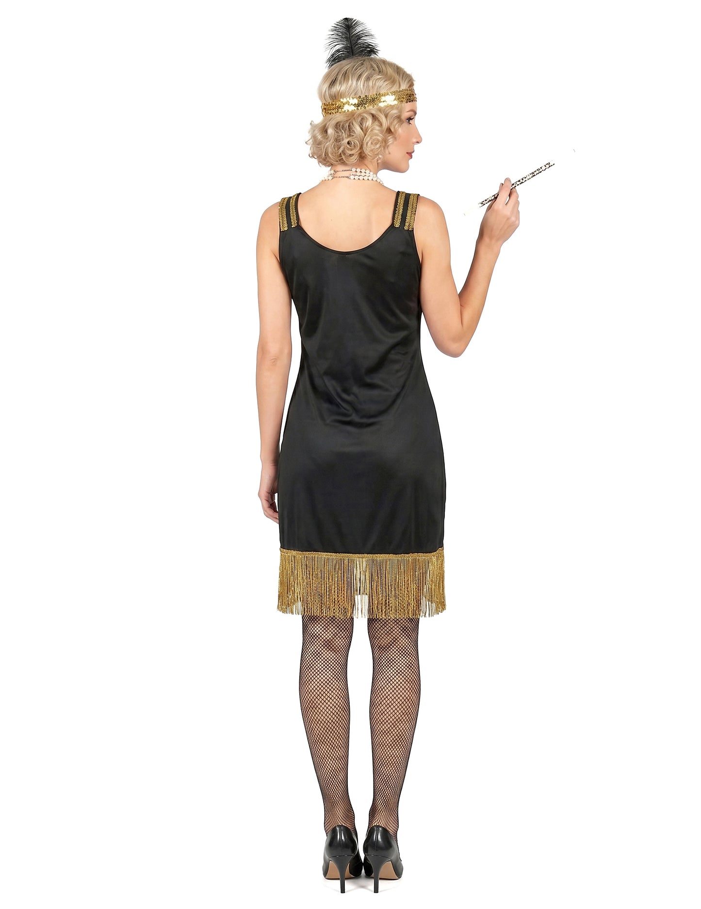 Charleston Kostüm schwarz-gold für Damen