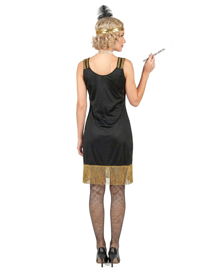 Charleston Kostüm schwarz-gold für Damen