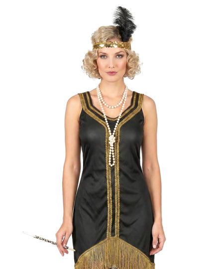 Charleston Kostüm schwarz-gold für Damen