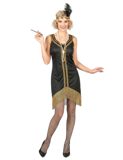 Charleston Kostüm schwarz-gold für Damen