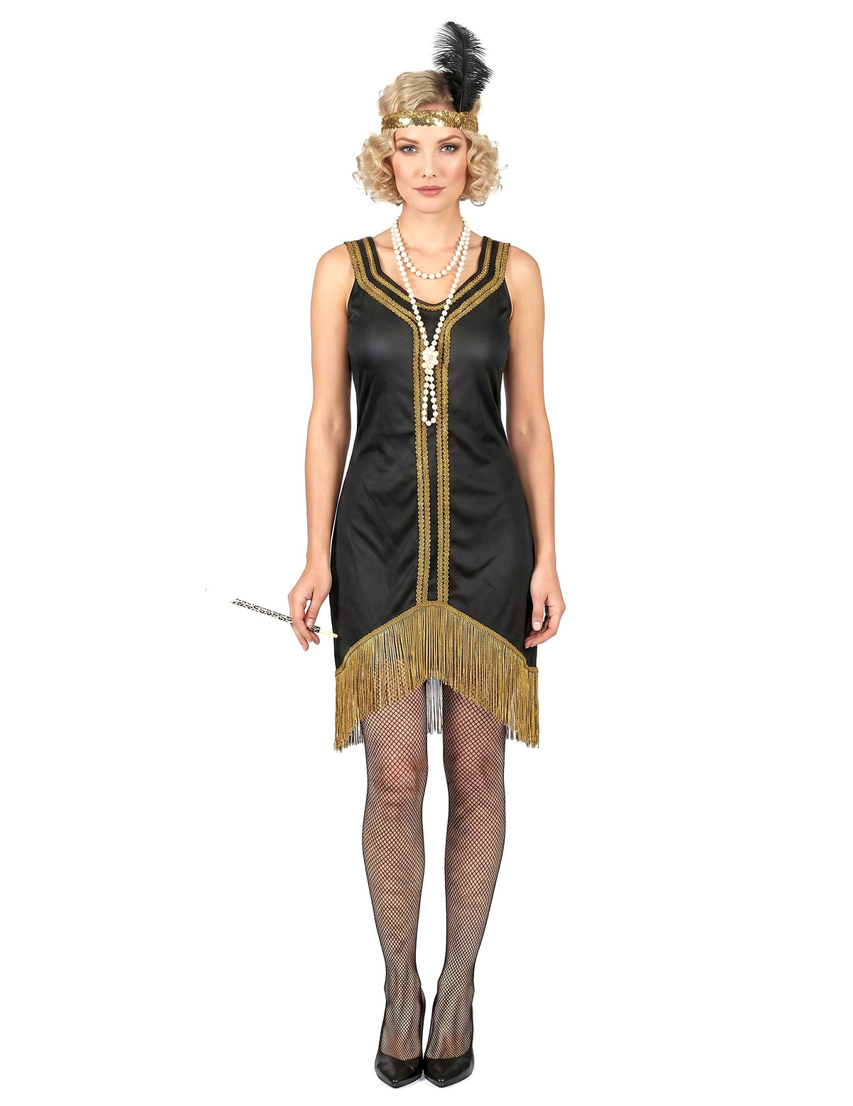 Charleston Kostüm schwarz-gold für Damen